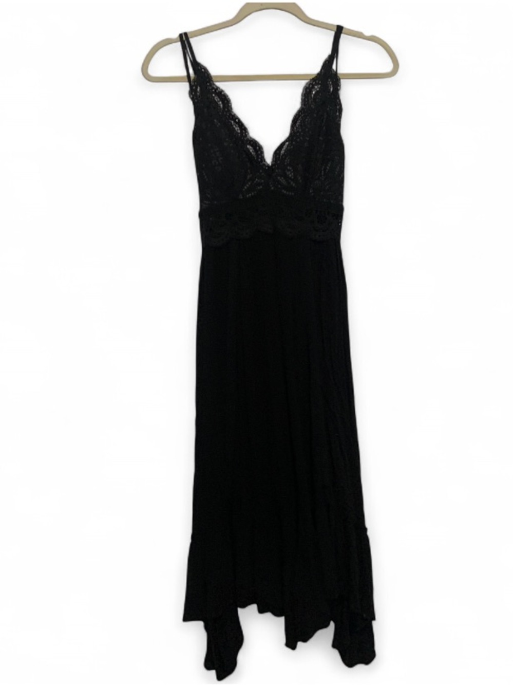 Mia Joy Black Crochet Top Spaghetti Strap Maxi Dress